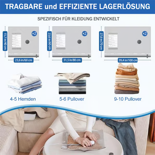 🔥Balenie 6 kompresných vreciek pre elektrický vysávač s USB - ušetrite miesto, cestujte naľahko!