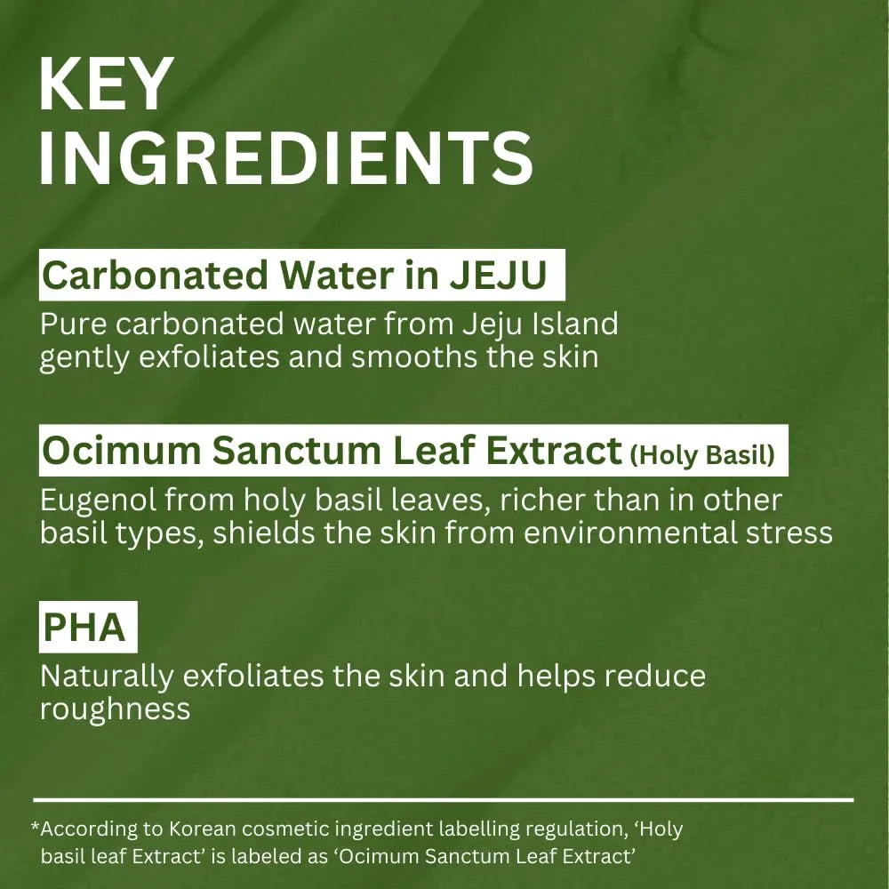 P.CALM Masc Carbónáitithe Basil Naofa: Glantóir Doimhin Póire ag Claochlú Cré go Boilgeoga, Ceann Dubh & Rialú Sebum, Eagraithe Smididh 90g le haghaidh Eispéireas Spa