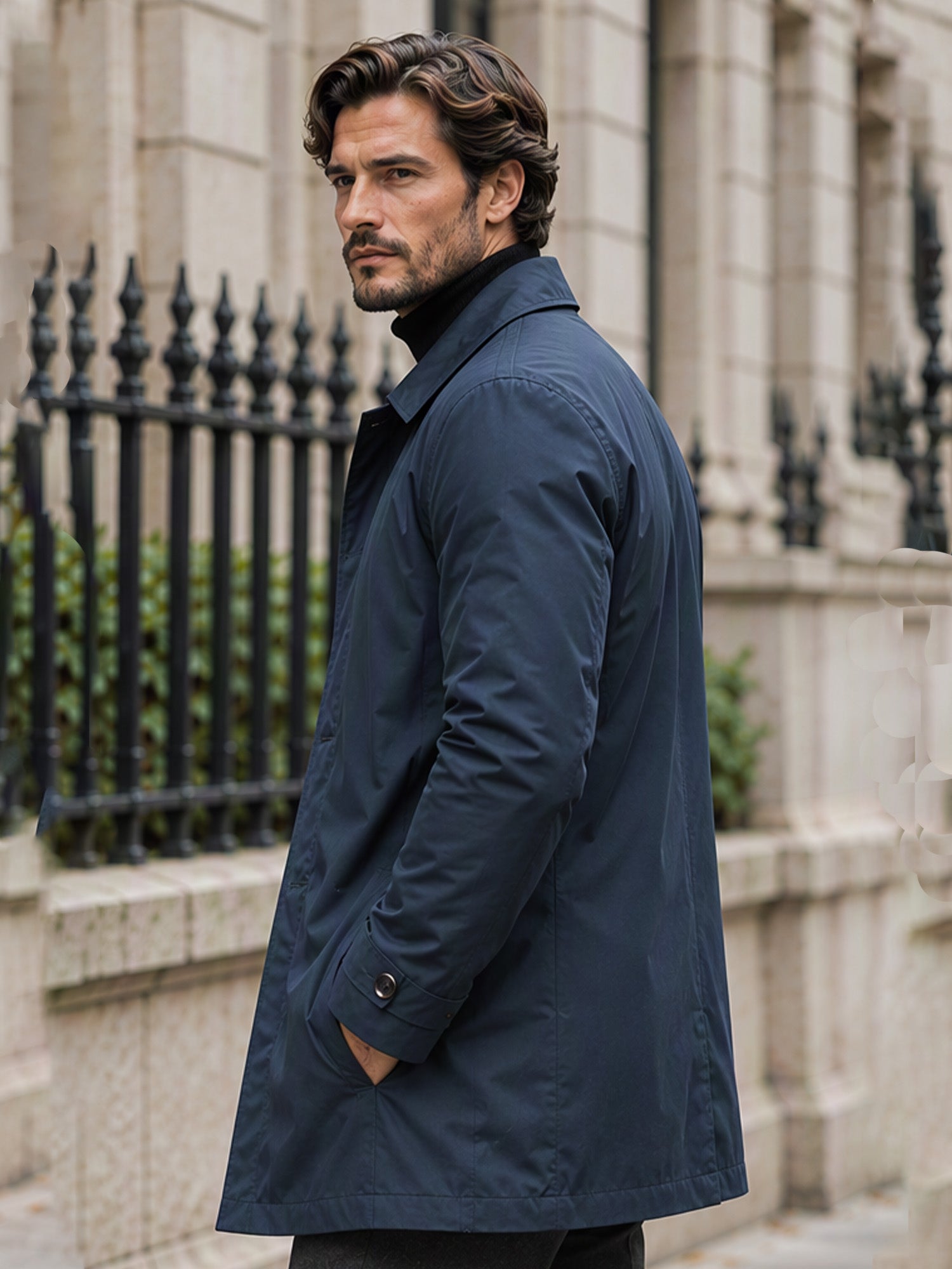 Trench imperméable mi-long pour homme