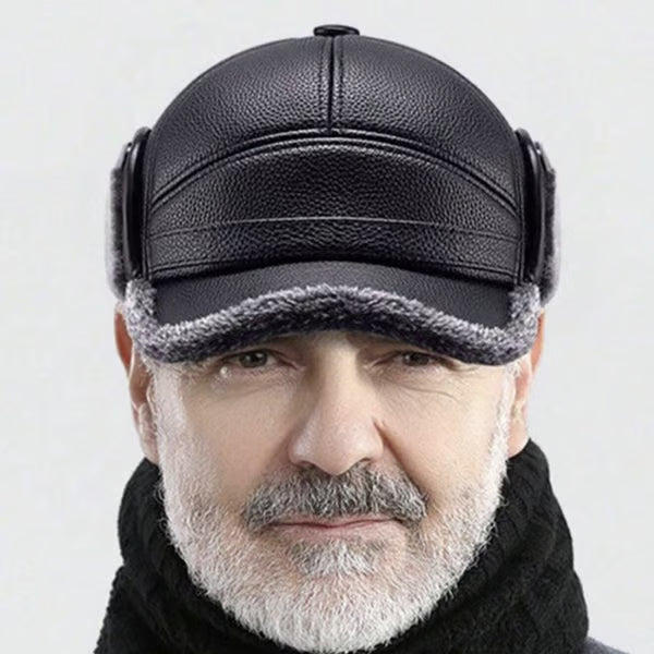⛄️🧢Bonnet d'hiver vintage pour homme avec oreillettes - Doublure en peluche douce et casquette en similicuir