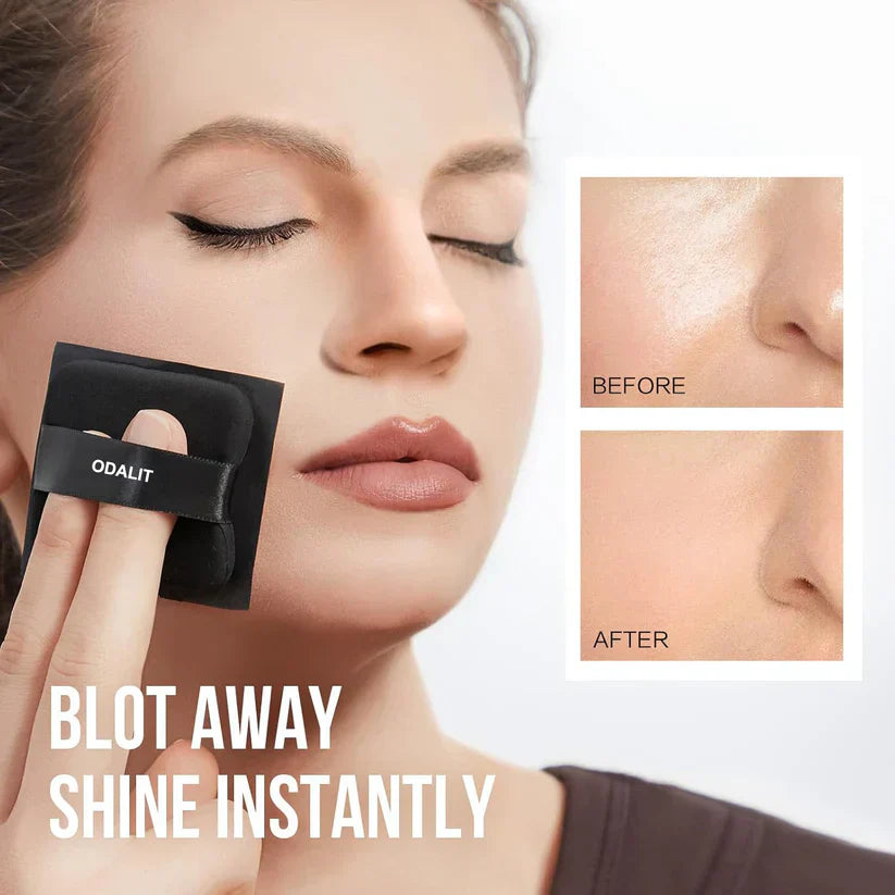 ⏰LAST DAY - BUY 1 GET 2 FREE!!💝Black Magnet Oil Blotting Setting Sheet With Powder More Control Oil Keep Fresh 2 IN 1 Blotting Sheet