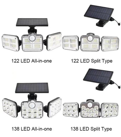 🎁Hot Sale 49% OFF🔥Solar Outdoor Lights 138LED Security Lights, 3 Heads Dimmable SpotLights with 3 Modes, IP65 Waterproof