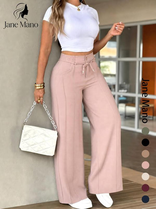 ⏳Last Day Sale Only ￡15.99!!👖 💥  Easy Everyday Comfort | Women's High-Waisted Straight-Leg Pants with Elastic Back