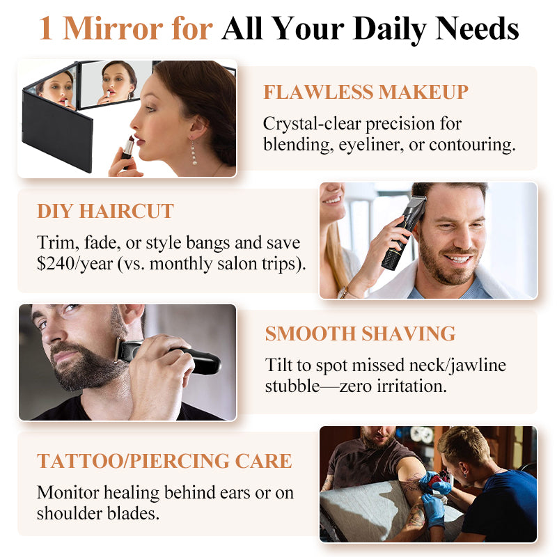 💥360° Folding Self Haircut & Makeup Mirror -  Head Back View Available