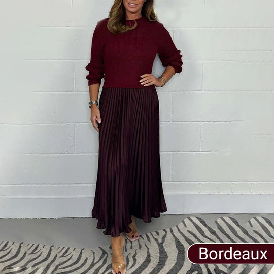 ✨ Élégance Sans Effort | Robe Femme Plissée à Col Rond