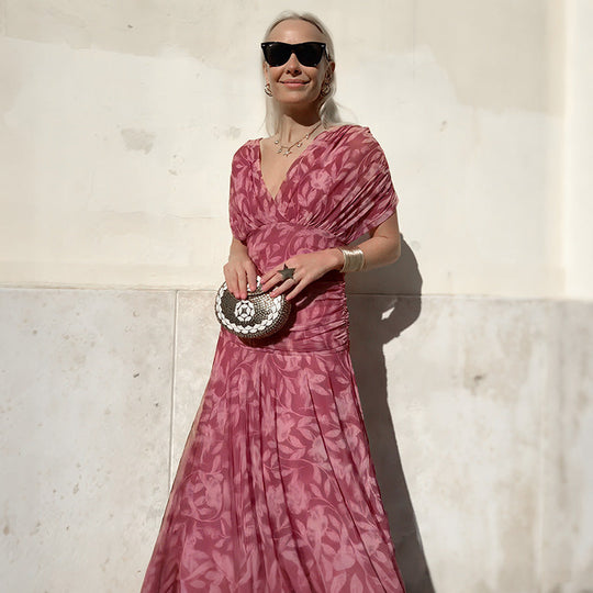 ⏳Offerta speciale a tempo limitato⏰ Abito stampato da donna con scollo a V e spalle scoperte