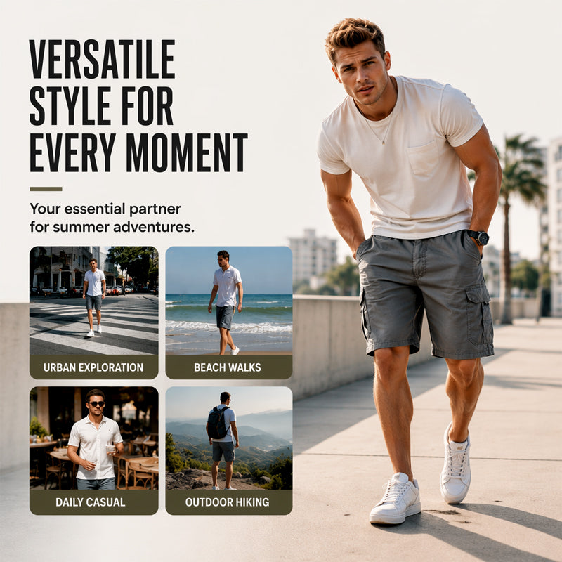 📢📢50% OFF !! ⏰Men's Cargo Shorts – Elastic Waist, Multi-Pocket, Durable