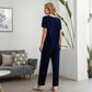 🤍Set bluză elegantă minimalistă cu pantaloni largi🖤Set de două piese la modă, culoare uni