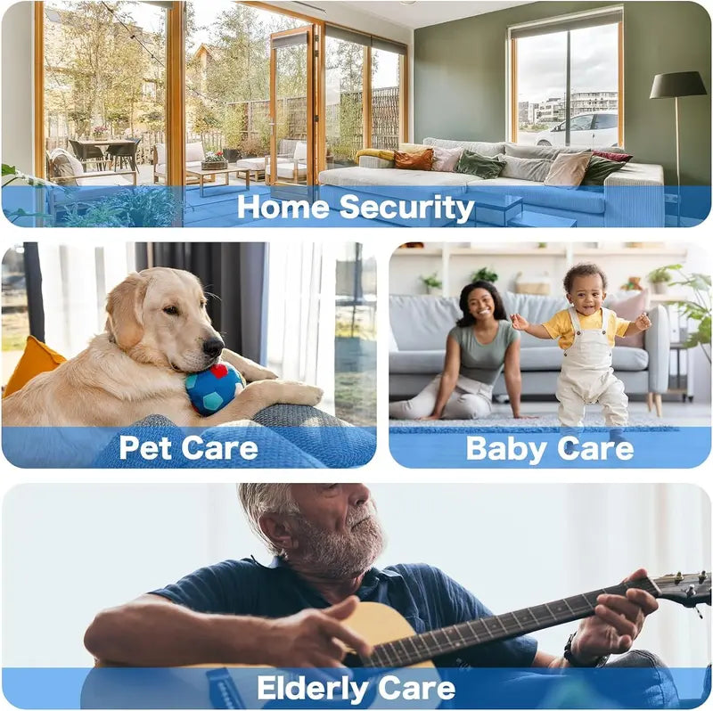 👍🤖3MP 5G&2.4G WiFi-kamera med rörelsedetektering och automatisk hemsäkerhet inomhus PTZ