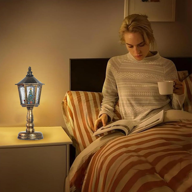 Julnattlampa med snö och musik - Dekorativ snögloblampa för hyllor & Gåvor