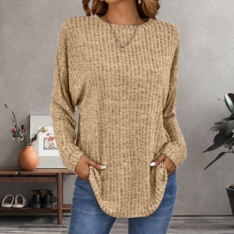 Casual Long-Sleeve Top – Soft Knit, Loose Fit & Versatile Style for All Body Types 🌸🧥