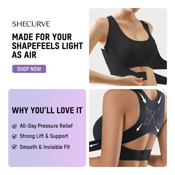 ⏰Front Closure Cross-Back Wireless Posture Bra