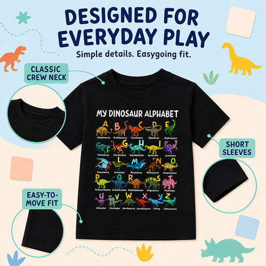 🦖Hot Sale 50% OFF✨Kids Dinosaur Alphabet Graphic T-Shirt