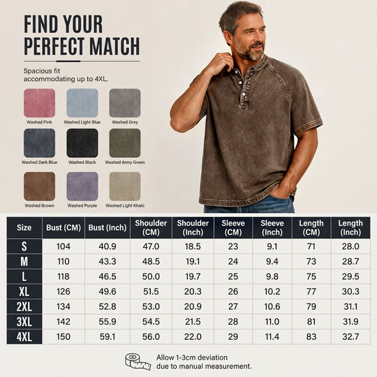 ✨Men's Casual Band Collar Short Sleeve Shirt - Comfortable, Breathable & Effortlessly Stylish