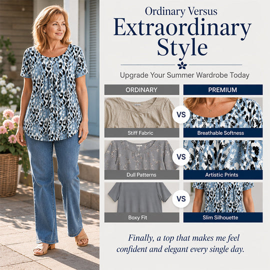 👚Women's Casual Printed Round Neck Short Sleeve Top