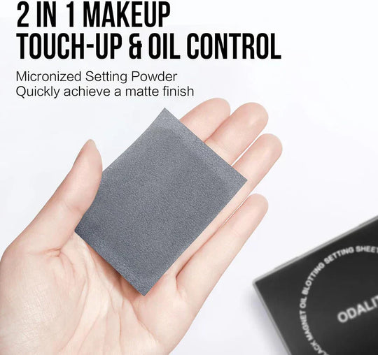 ⏰LAST DAY - BUY 1 GET 2 FREE!!💝Black Magnet Oil Blotting Setting Sheet With Powder More Control Oil Keep Fresh 2 IN 1 Blotting Sheet