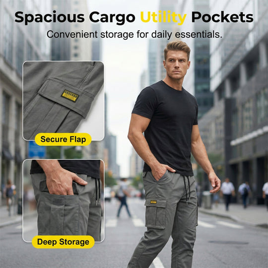 Men's Cargo Joggers – Drawstring Waist & Tapered Fit