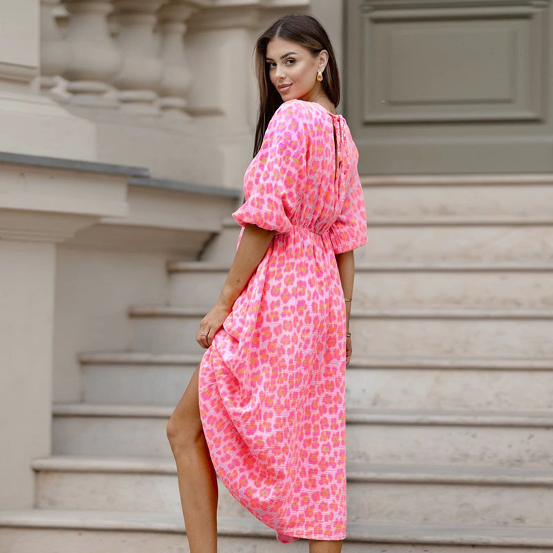 🎨Nuovo arrivo 50% di sconto💥Abito stampato con scollo a V da donna – Pennellate d'estate🌺