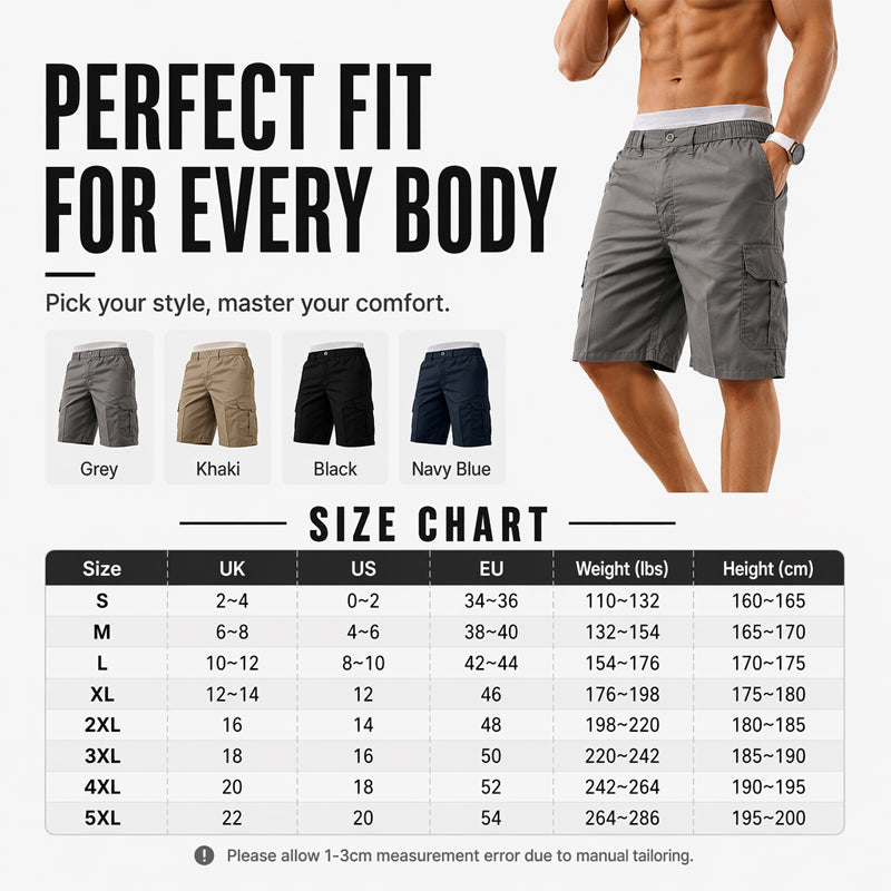 📢📢50% OFF !! ⏰Men's Cargo Shorts – Elastic Waist, Multi-Pocket, Durable
