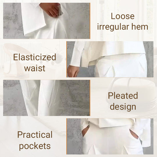 【DAY PERFECT】Round-Neck Long-Sleeved Top ＆ Pants 2-Piece Set | Wrinkle-Free & Breathable | 49% OFF Limited