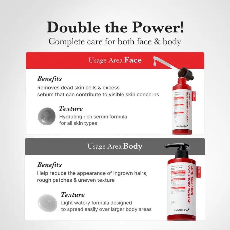 [medicube] Hypochlorous Acid Rice Peel Shot Duo For Face & Body