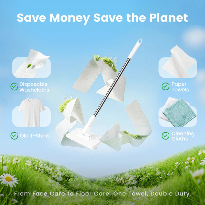 🏆Mop płaski ze stalową rączką, w zestawie z wielokrotnego użytku, zmywalnymi ściereczkami
