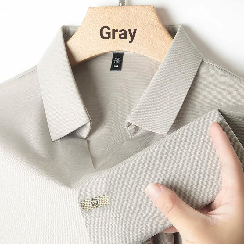 🎁Varmt salg 55 % RABATT⏳Herre t-skjorte med pustende, krøllfri passform og slag👔