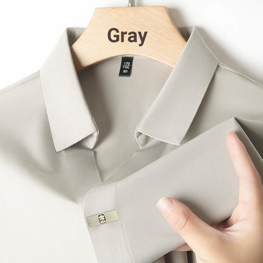 🎁Varmt salg 55 % RABATT⏳Herre t-skjorte med pustende, krøllfri passform og slag👔