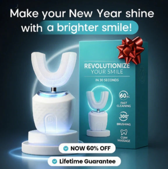 ⏳Tidsbegränsad special⌛FDA-godkänd U-formad ultraljudsrengörare med blått ljus (godkänd av tandläkare!)