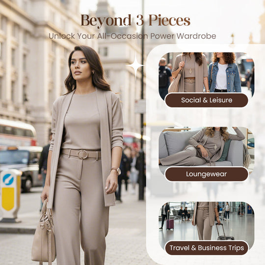 ⏳Time-Limited Special⏰Elegant 3-piece set including long cardigan, top and pants💞