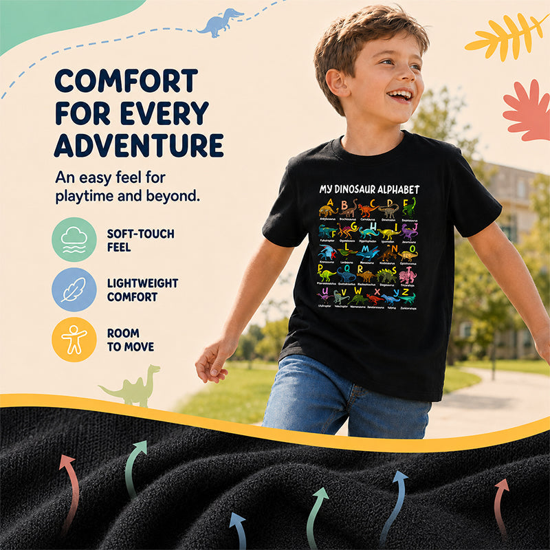 🦖Hot Sale 50% OFF✨Kids Dinosaur Alphabet Graphic T-Shirt
