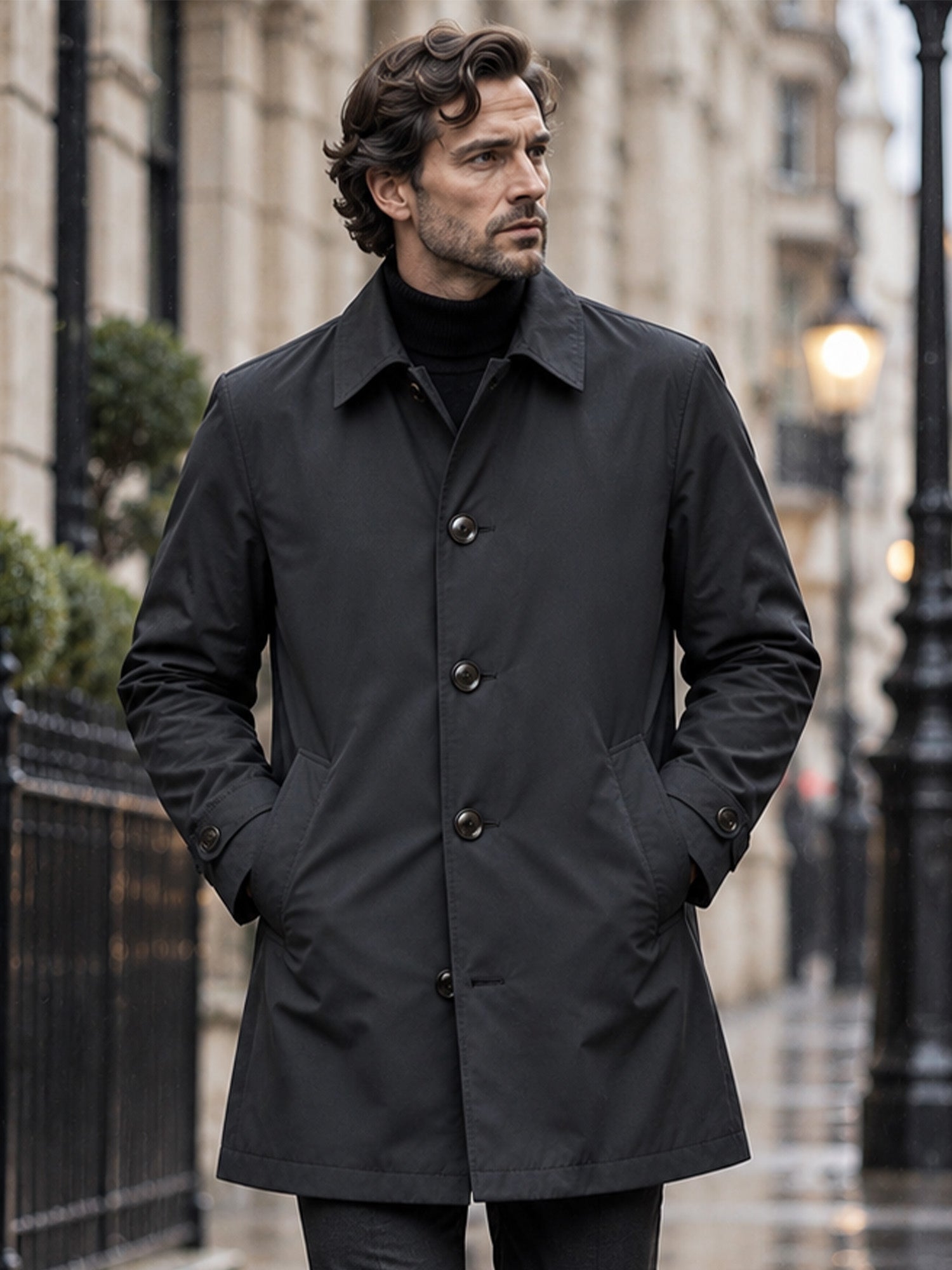 Trench imperméable mi-long pour homme