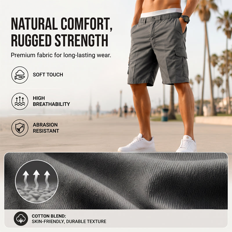 📢📢50% OFF !! ⏰Men's Cargo Shorts – Elastic Waist, Multi-Pocket, Durable