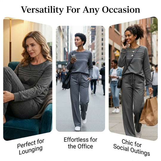⏳⏰Women's Crew Neck Top & Drawstring Pants Set👚👖