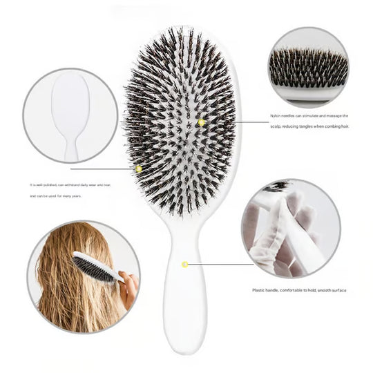 Viral World-Famous 5x Sold Out Paddle Brush - Smoother, Stronger, Shinier Hair - Boar Bristle Brush with Nylon Bristles and Microsphere Massaging Tips