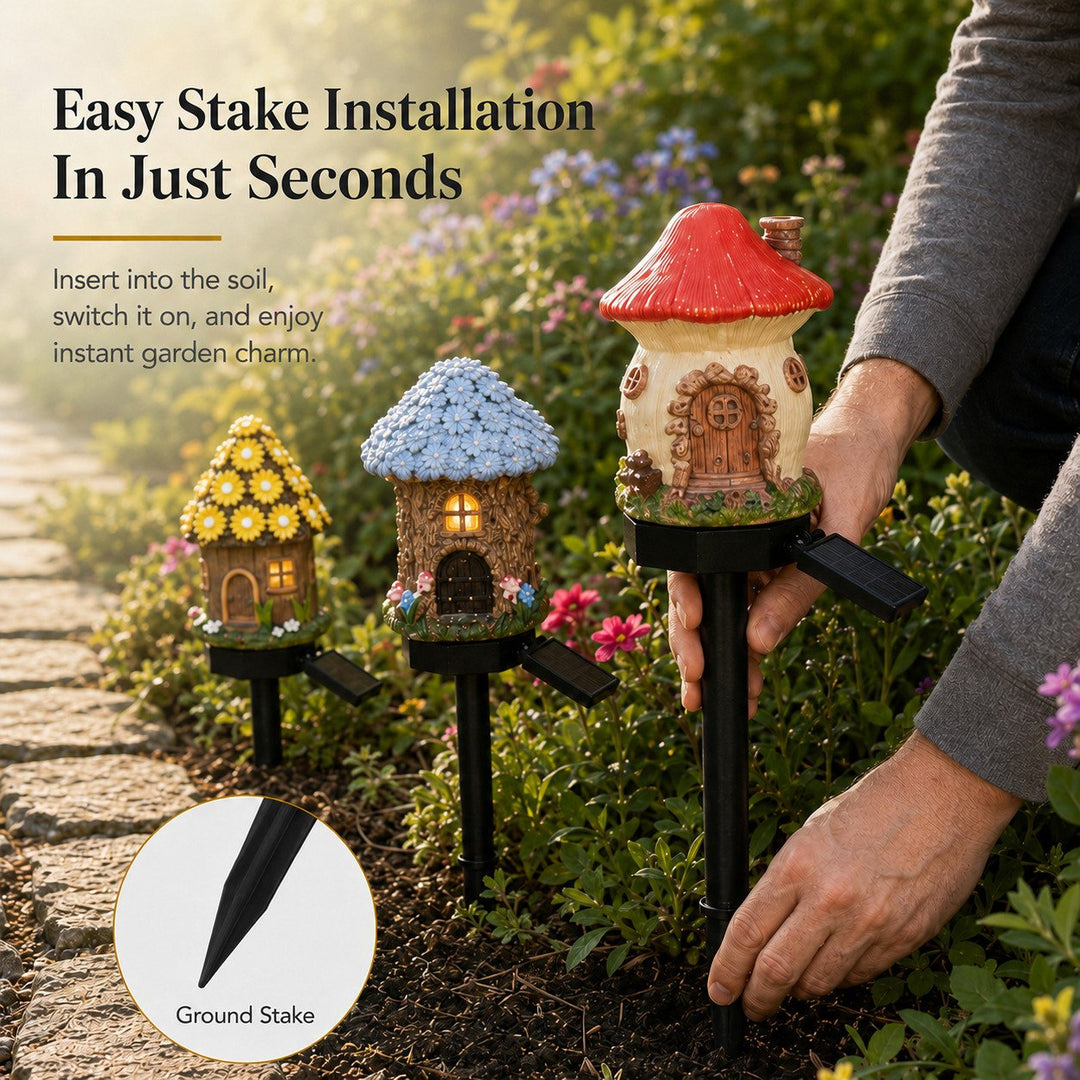 🎁2026 New Arrivals 50% OFF🌙🏡Solar Fairy-Tale Mushroom Cottage Garden Light