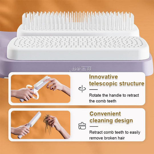 Automatisk självrenande roterande hårborste med lätt hårborttagning för trasselfri styling