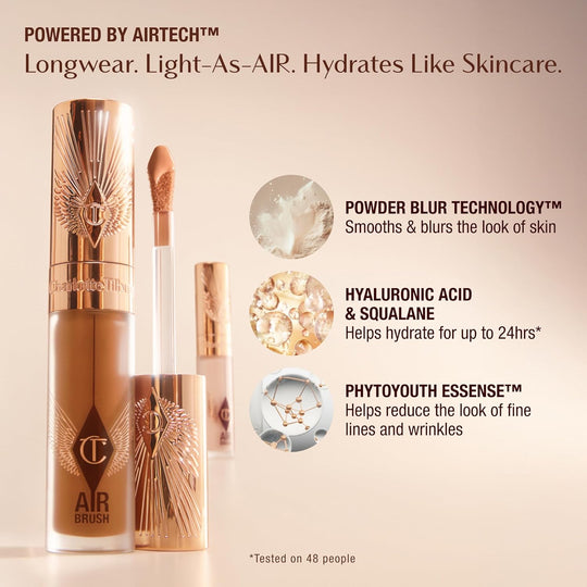 💝Charlotte Tilbury AIRbrush Flawless Blur Concealer - Longwear Concealer for Dark Circles, Blemishes, Redness & More - Hydrating, Crease-Proof & Full Coverage with a Natural Matte Finish