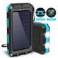 Portable Solar Charger Power Bank with LED Flashlight - Dual USB-A Output, Waterproof Outdoor Design with Compass & Carabiner