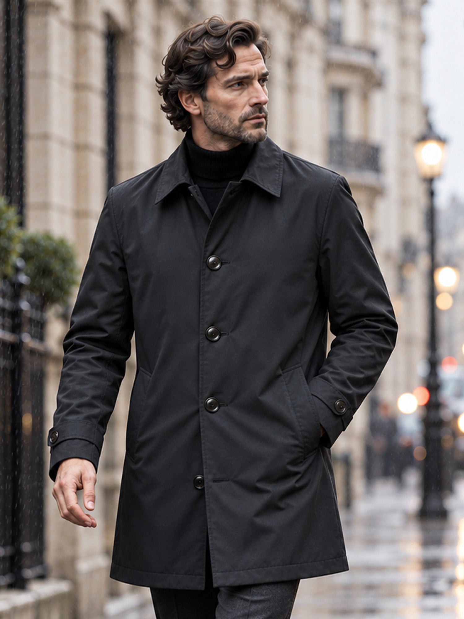 Trench imperméable mi-long pour homme