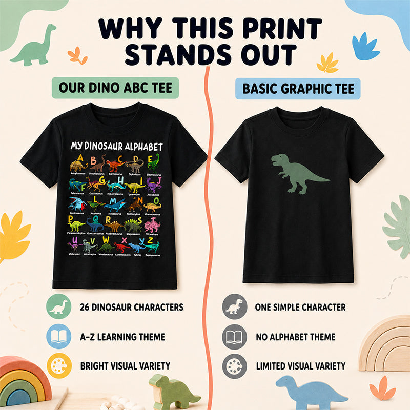 🦖Hot Sale 50% OFF✨Kids Dinosaur Alphabet Graphic T-Shirt