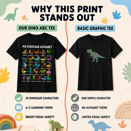🦖Hot Sale 50% OFF✨Kids Dinosaur Alphabet Graphic T-Shirt