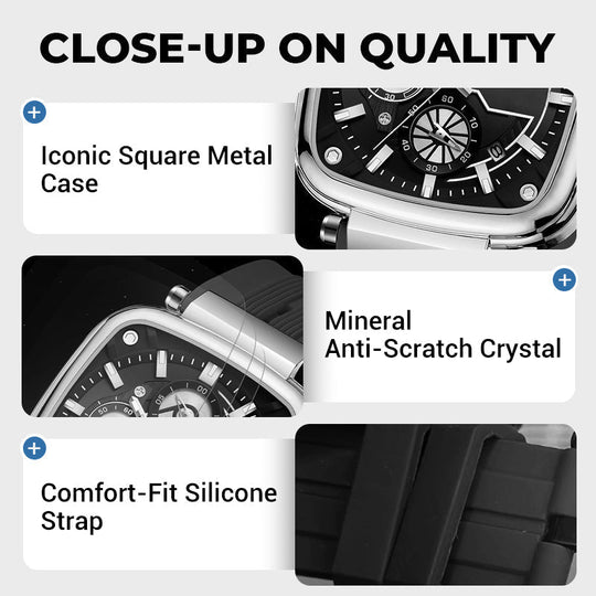 ⚡Heißer Sale: 50% Rabatt⚡Multifunktionale, wasserdichte Quarz-Herrenuhr mit quadratischem Design und Silikonband