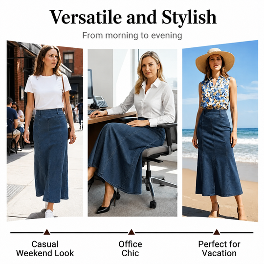⏳Time-Limited Special⏰Women's High‑Waist A‑Line Denim Maxi Skirt – Flattering 👗