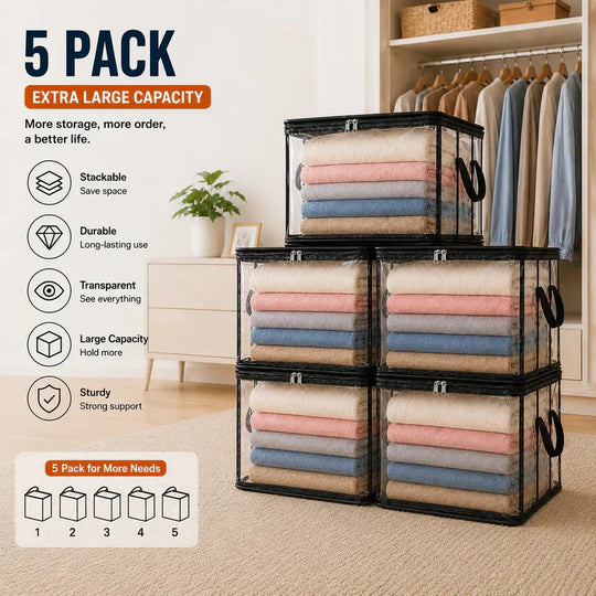 🔥Buy 2 Get 1 Free📦Portable Large Heavy-Duty Thick Plastic Clear Storage Box with Hinged Lid | Home, Travel & Camping