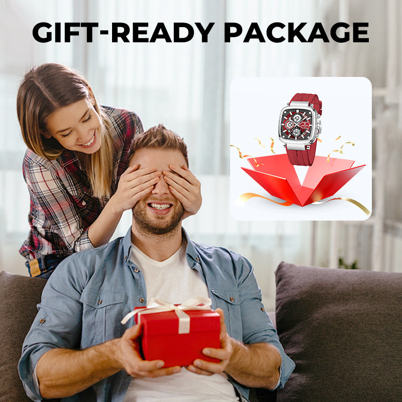 ⚡Heißer Sale: 50% Rabatt⚡Multifunktionale, wasserdichte Quarz-Herrenuhr mit quadratischem Design und Silikonband