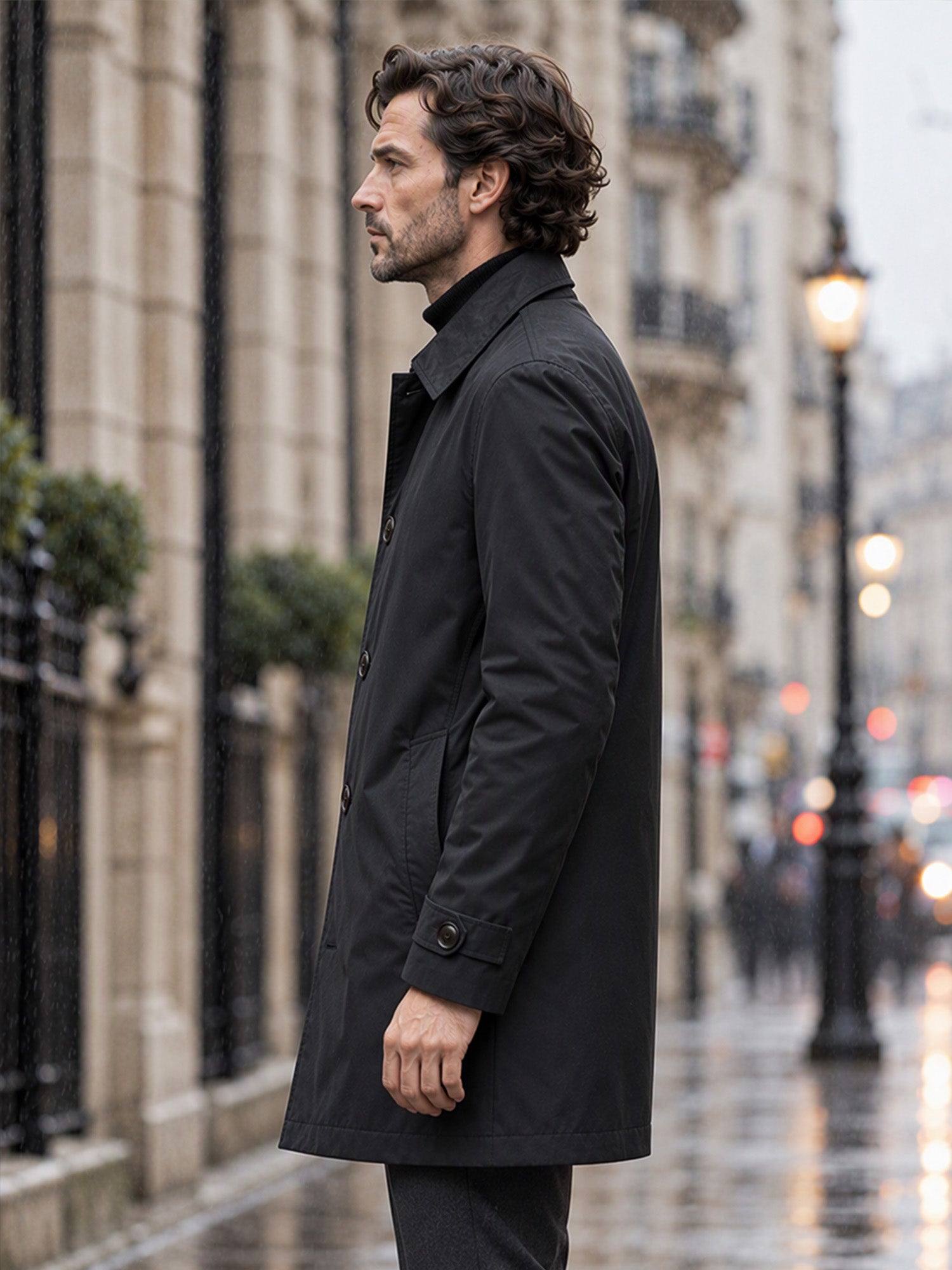 Trench imperméable mi-long pour homme