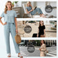 🤍Set bluză elegantă minimalistă cu pantaloni largi🖤Set de două piese la modă, culoare uni