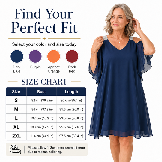 ⏳Limited-time 50% off⏰👗Women's Summer Cold Shoulder Chiffon Dress💎