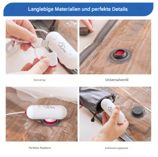 🔥Balenie 6 kompresných vreciek pre elektrický vysávač s USB - ušetrite miesto, cestujte naľahko!